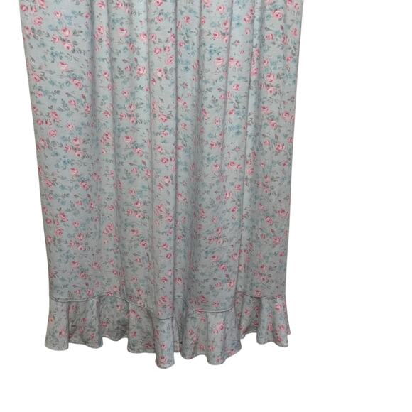 Eileen West Lace Trimmed Cap Sleeve Floral Midi Length Night Gown Size XS - Picture 4 of 8